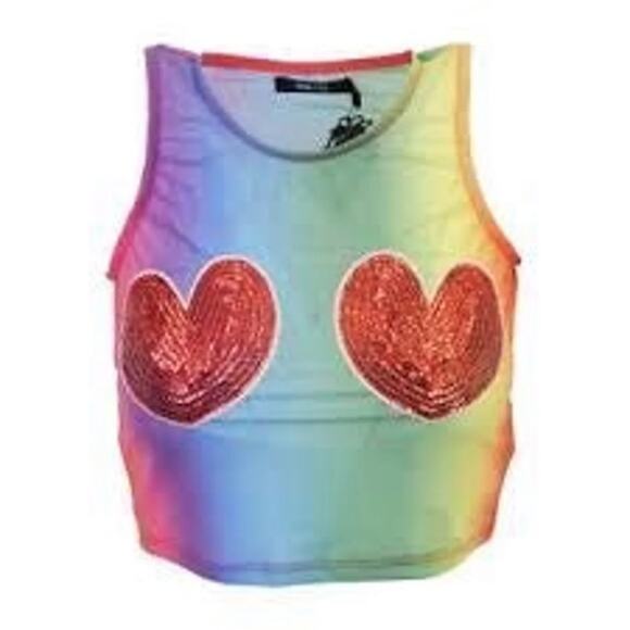 NWT Iron Fist Somewhere Rainbow Crop Tank - Picture 3 of 9